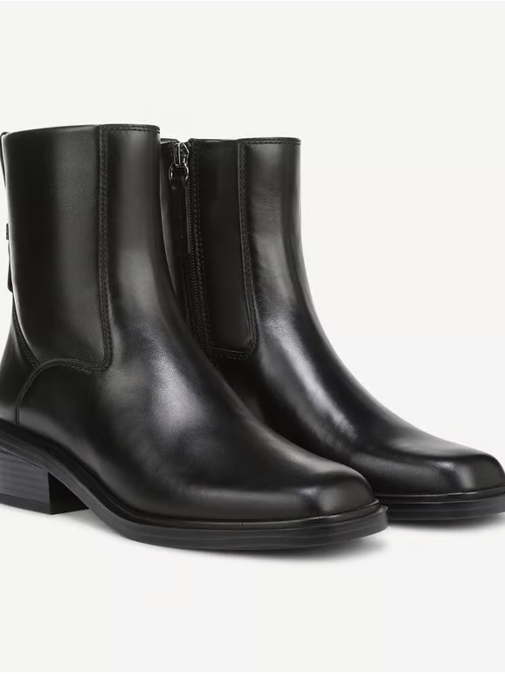 Franco Sarto Black Leather Zip Ankle Boots